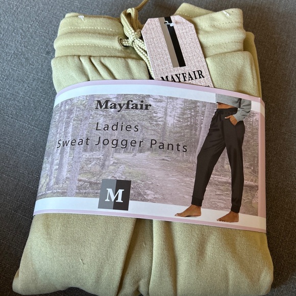 New Mayfair Ladies Sweat Jogger Pants Light Green in Sizes: S, M, L, & XL - Picture 2 of 5